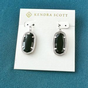 KENDRA SCOTT Dani Black Opaque Glass Silver Earrings NEW